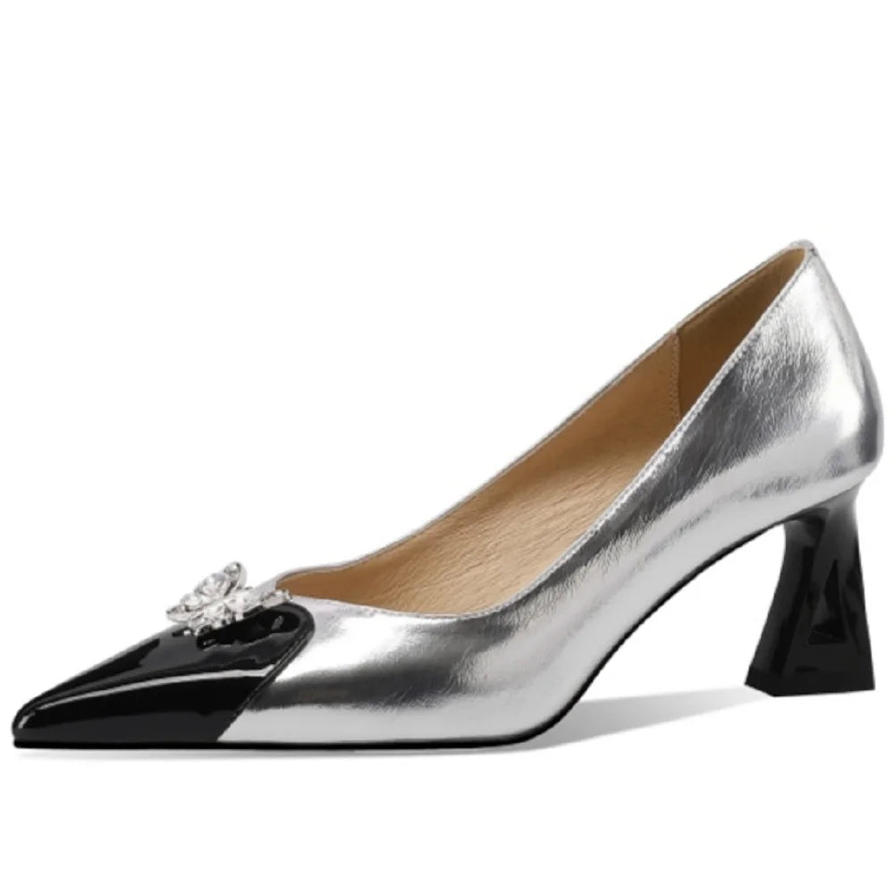 Handmade Genuine Leather Women Covered Toe Butterfly Knot Party Dating Office Ladies Pumps 33-43