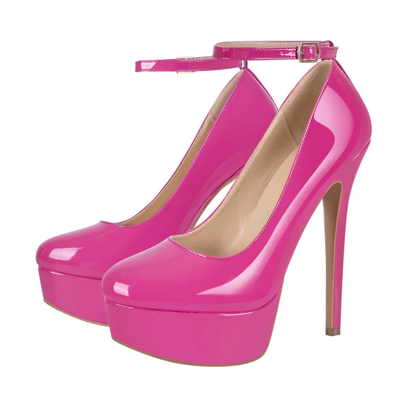 Women Mary Jane Pumps Platform Ankle Strap Stiletto High Heels Dress Buckle Shoes Big Size Fashion Party Thin Heels