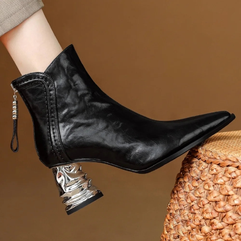 Handmade Genuine Leather Women's Soft comfortable Ankle Boots Luxury Minimalist Shoes Vintage Style Female Foot