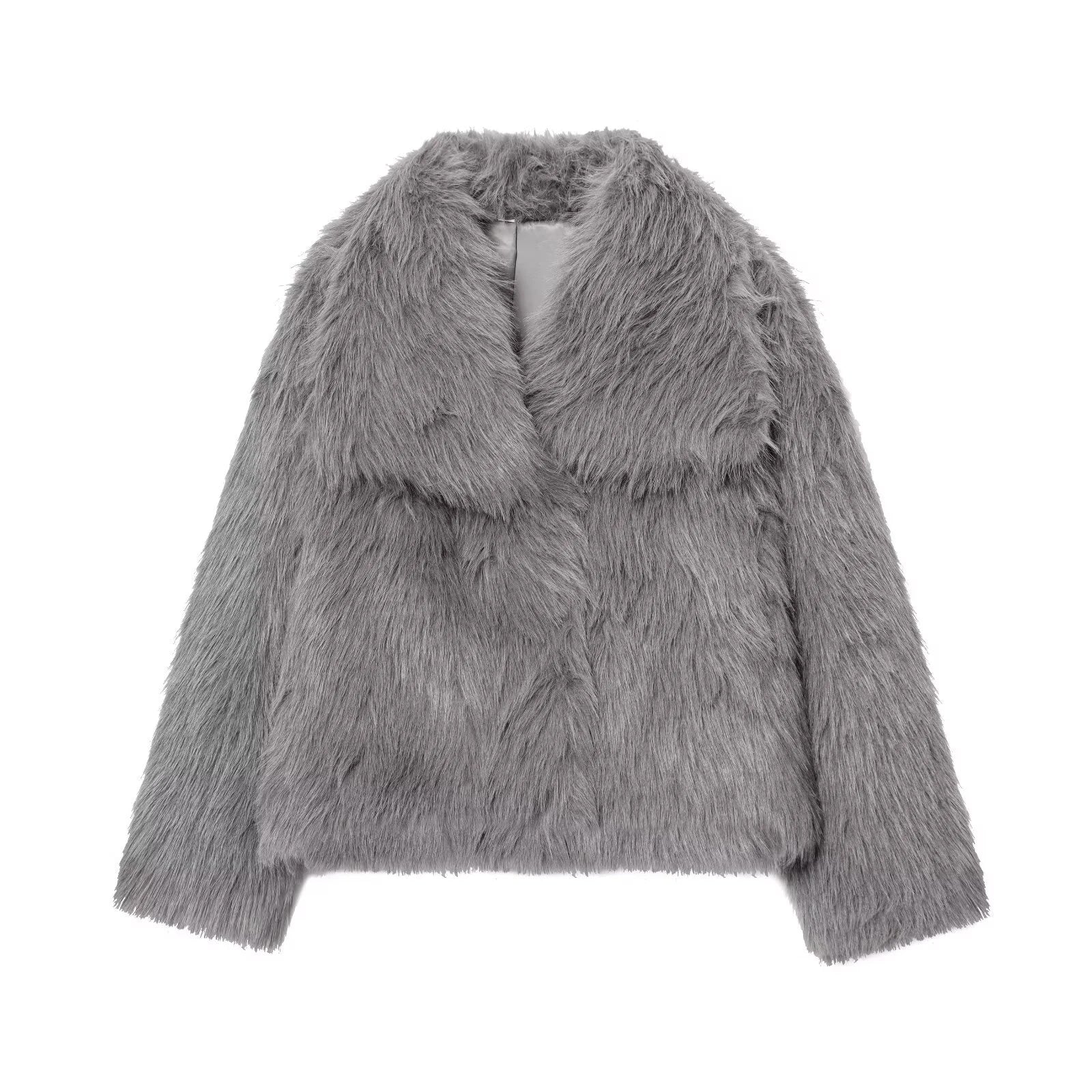 European and American style winter new loose collar French socialite imitation mink fur faux fur effect short jacket