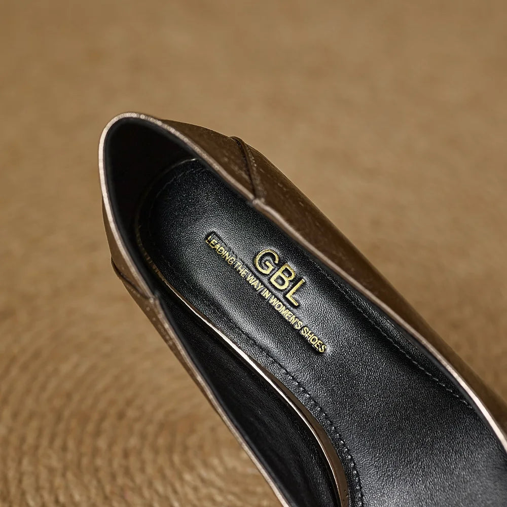 Women's Handmade Genuine Leather Mid Heels Square Toe Soft and comfortable Dress Fashion Women's Shoes