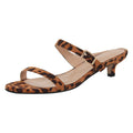 Women Open Toe Leopard kitten-heel Sandals Slip On Summer Sandals