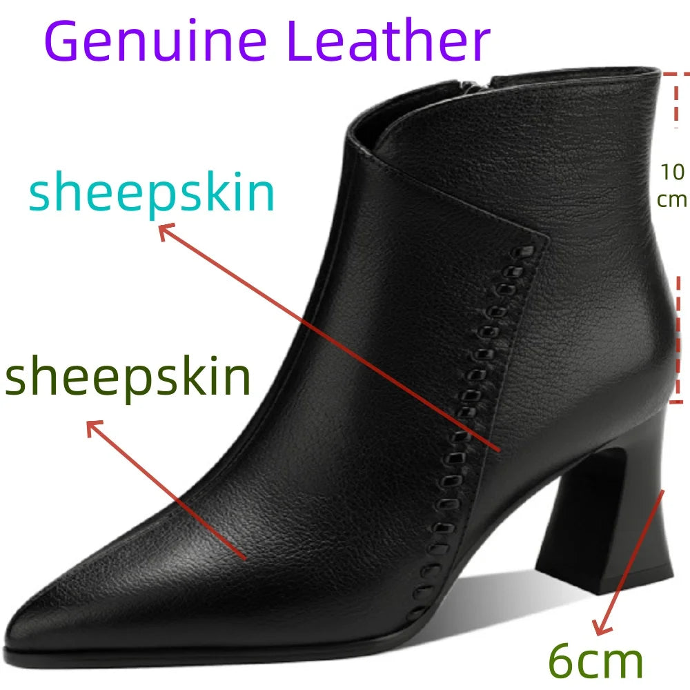 Retro Handmade Genuine Leather Boots Women's Pointed Head Soft Bot Commuter Comfortable Faionable Footwear 33-41
