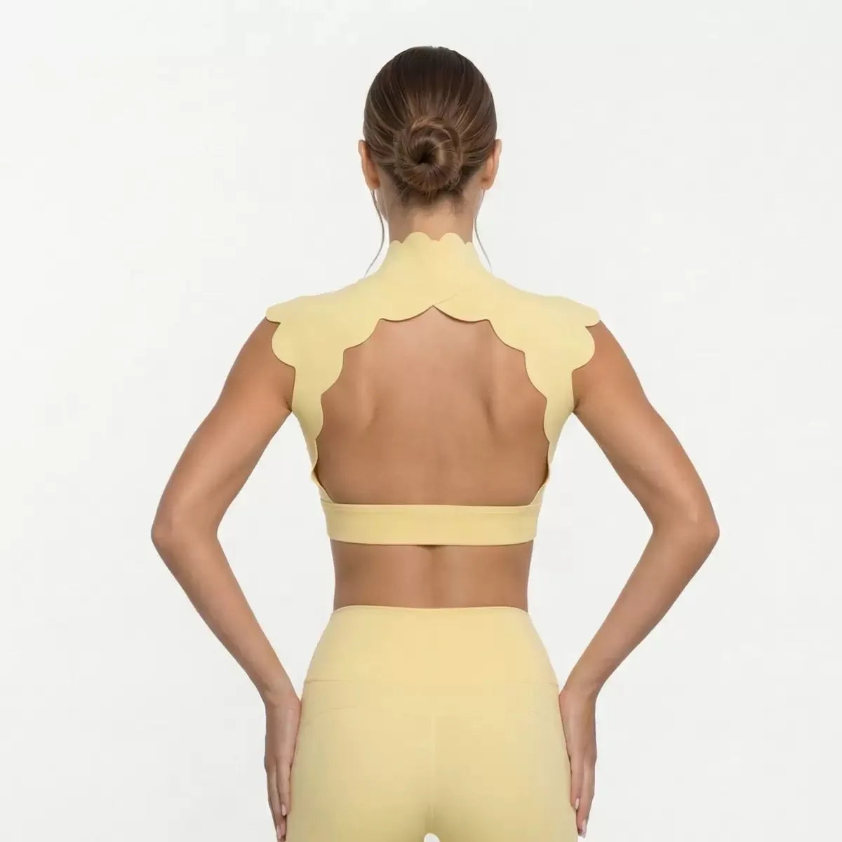 Hollow-out Waistcoat Yoga Clothes High Waist Leggings Bras For Women Slimming Fit Running Workout Fitness Sportswear