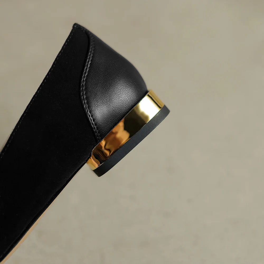 Handmade Genuine Leather Low Cut Metal Heel Women's Shoes Comfortable Casual Footwear  34-40