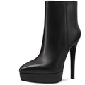 Women Handmade Genuine Leather Ankle Boots Side Zip Thin High Heels Pointed Toe Dress Ladies Female Shoes 33-40