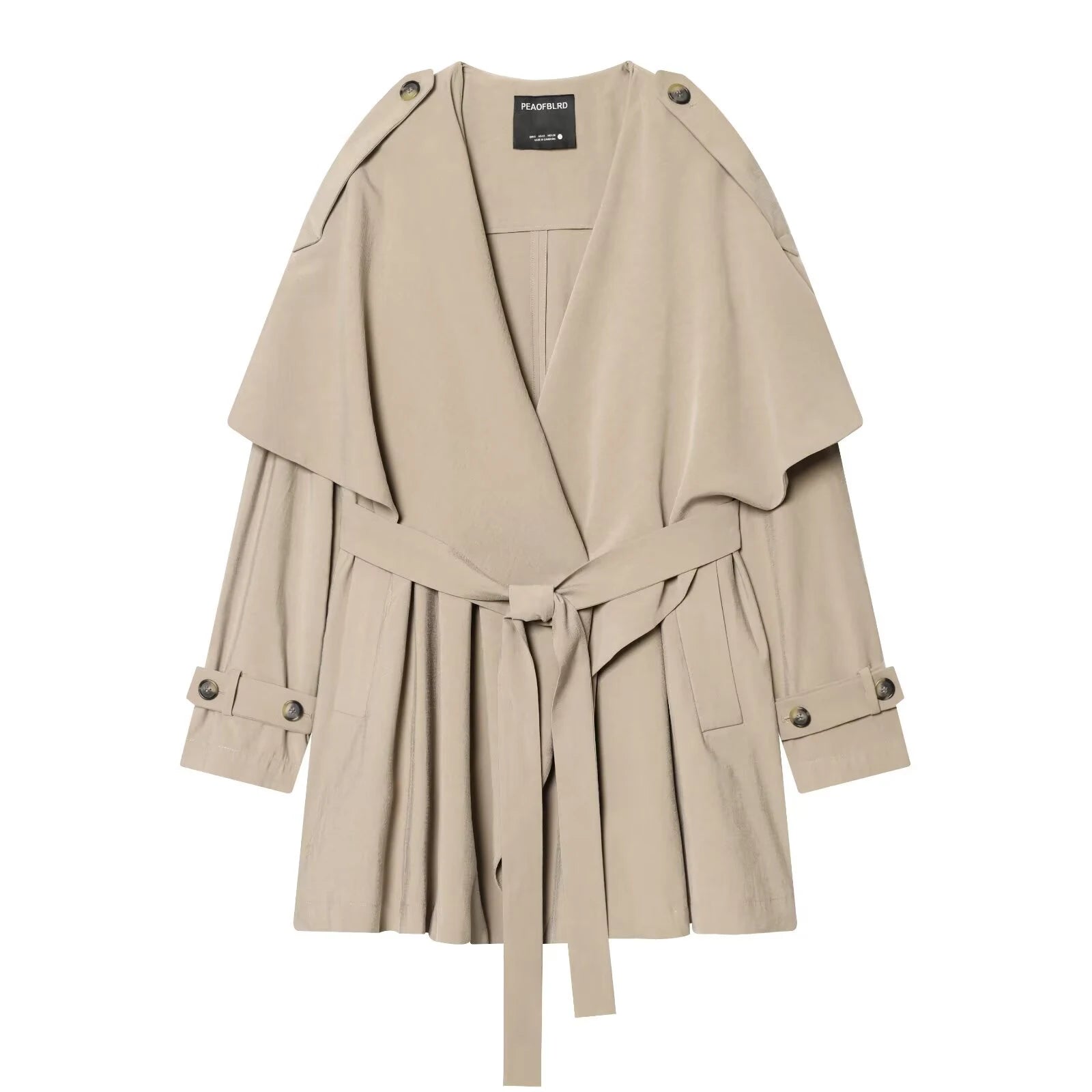 Spring women's V-neck long sleeved butterfly tie tie decoration straight cut hem hanging short windbreaker jacket