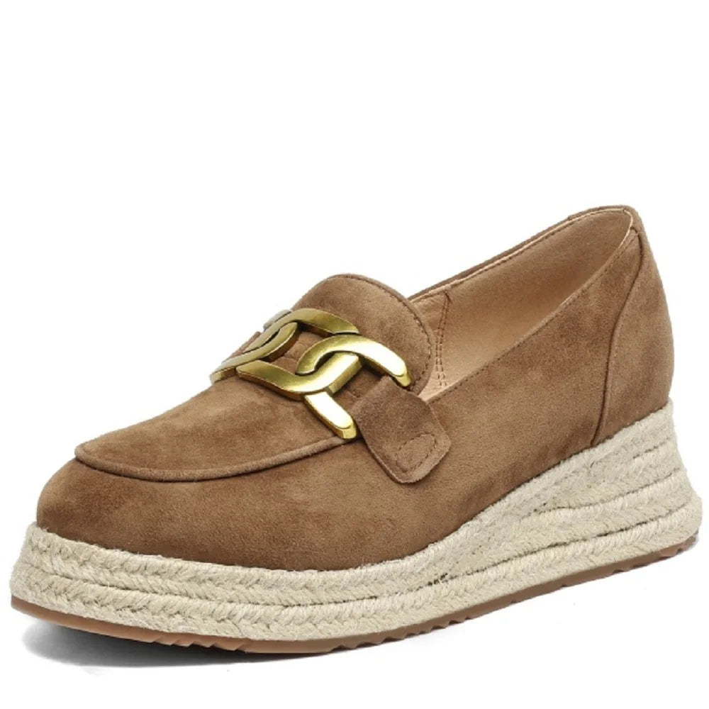 Handmade Genuine Leather Weave Loafers Women Med Wedges Heels Pumps Female Comfort Daily Shoes 34-40
