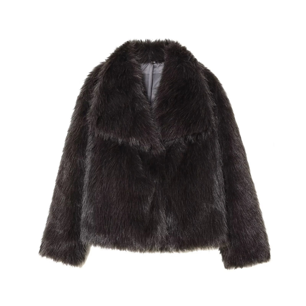 European and American style winter new loose collar French socialite imitation mink fur faux fur effect short jacket