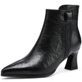 Handmade Genuine Leather Sexy Soft and comfortable Ankle Boots Women Retro Pointed Toe Chunky Short Boot