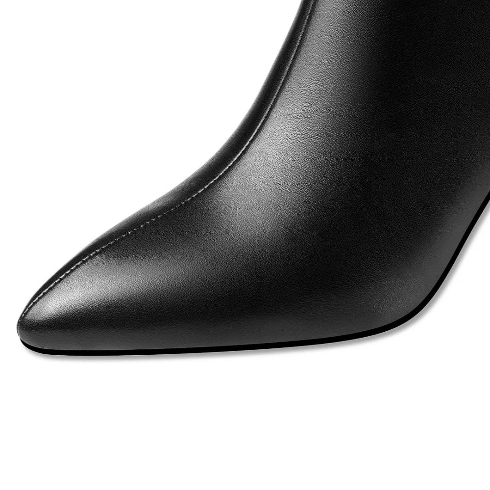 Women Handmade Genuine Leather Soft and comfortable New Autumn Winter High Heel Pointed Toe Fce Lined ular 33-43