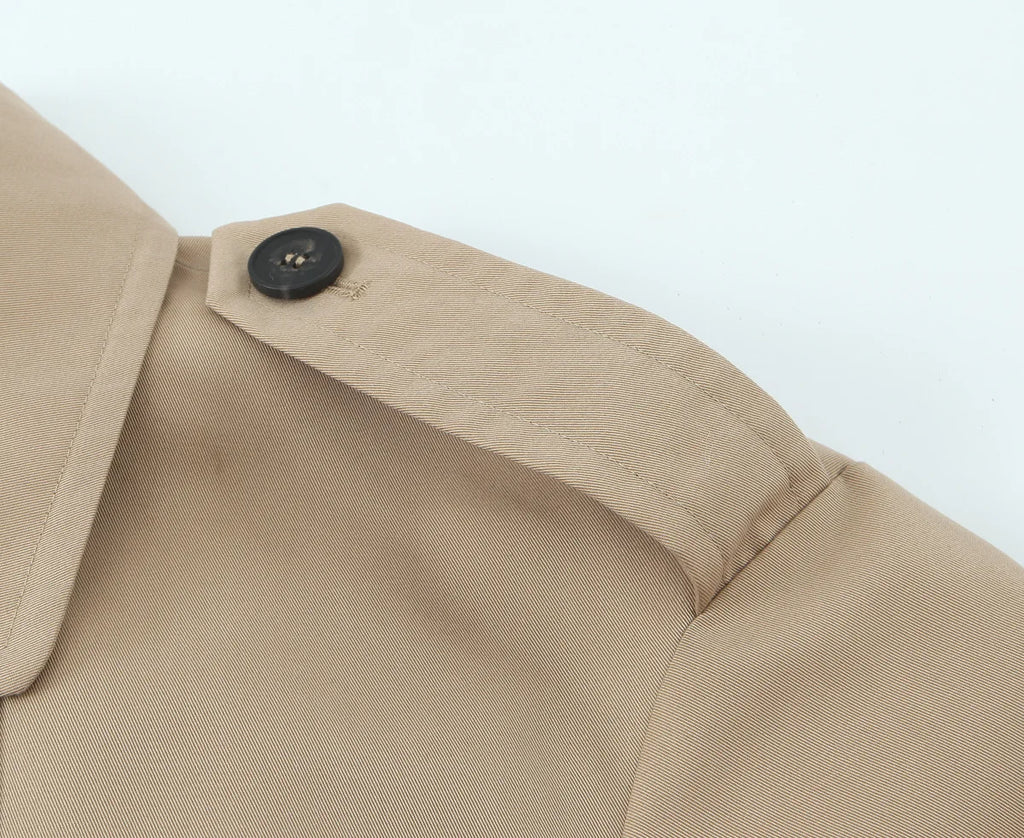 Women Double Breasted Cropped Trench Jacket Long Sleeves for Female Autumn Winter Outerwear