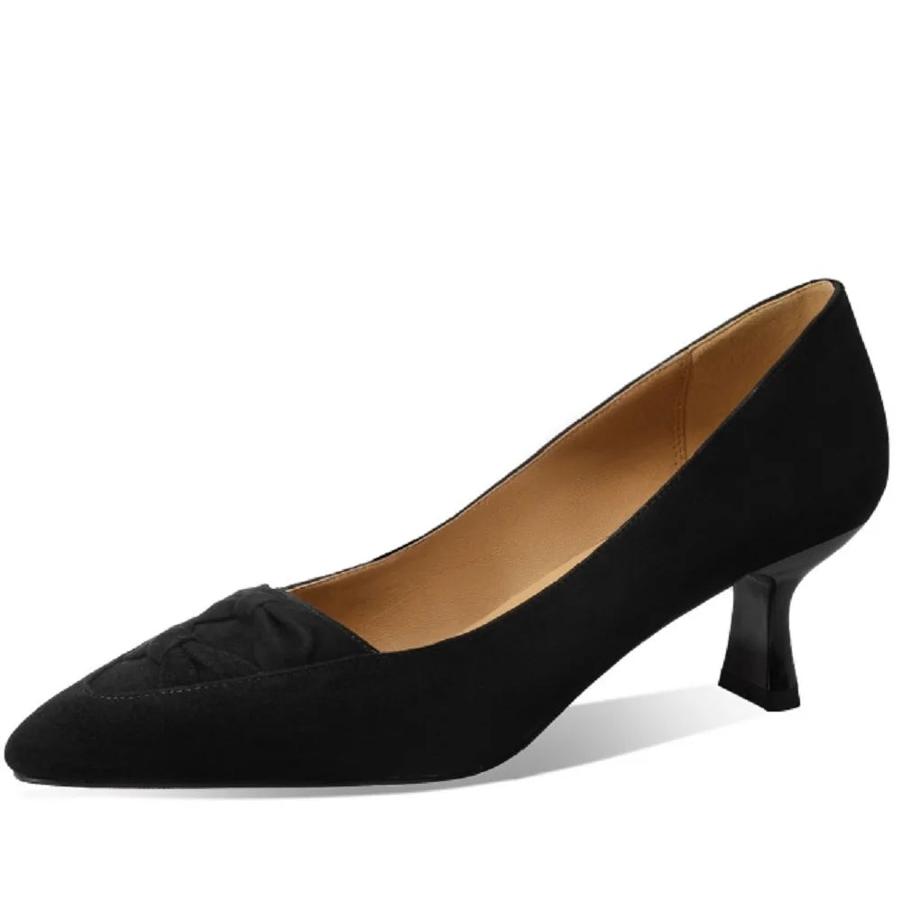 New Spring/Autumn Women Pumps Sheep Suede Leather Shoes Pointed Toe Thin Heel Shoes Shallow Stiletto Shoes 33-43