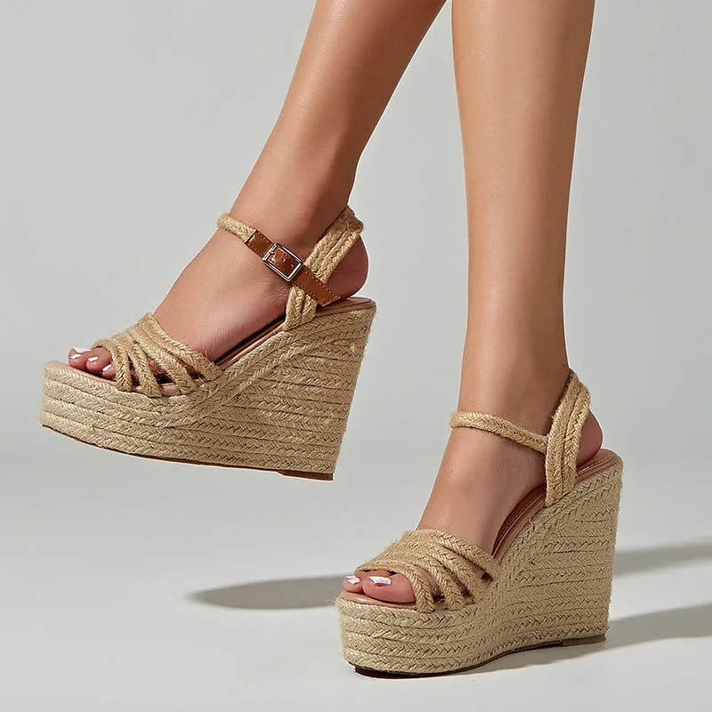 Espadrilles Spring summer bohemian wedges platform peep toe women sandals
