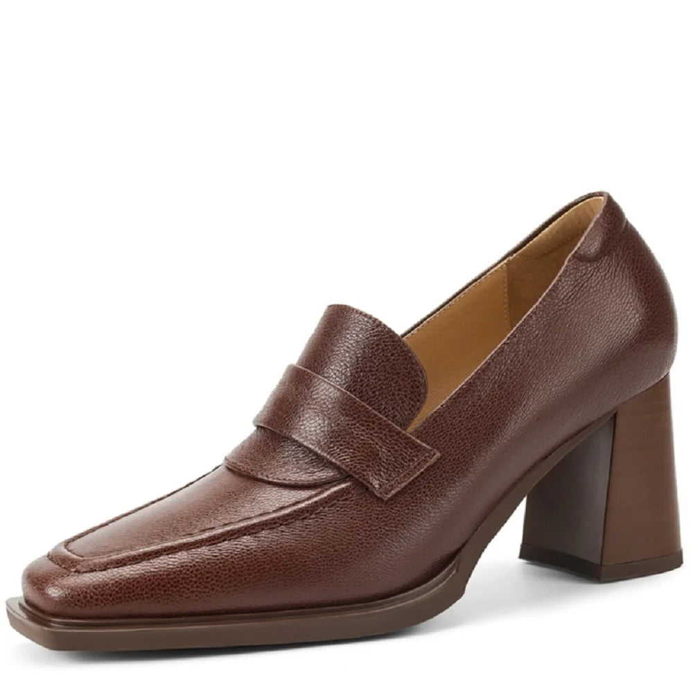 Handmade Genuine leather loafer chunky women comfort office lady casual outdoor sneaker old style street 34-40