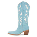 Onlymaker Women Pointed Toe  Mid Calf Cowboy Boots Chunky Block Heel Classic Pull On Cowgirl Western Boots