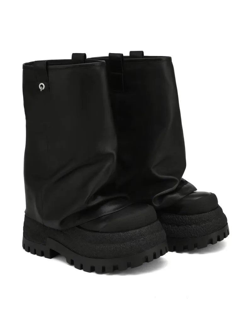 New High-heeled Thick Soled Knight Boots, Autumn and Winter Women's Height Increasing Pants Short Boots, Women's Calf Boots