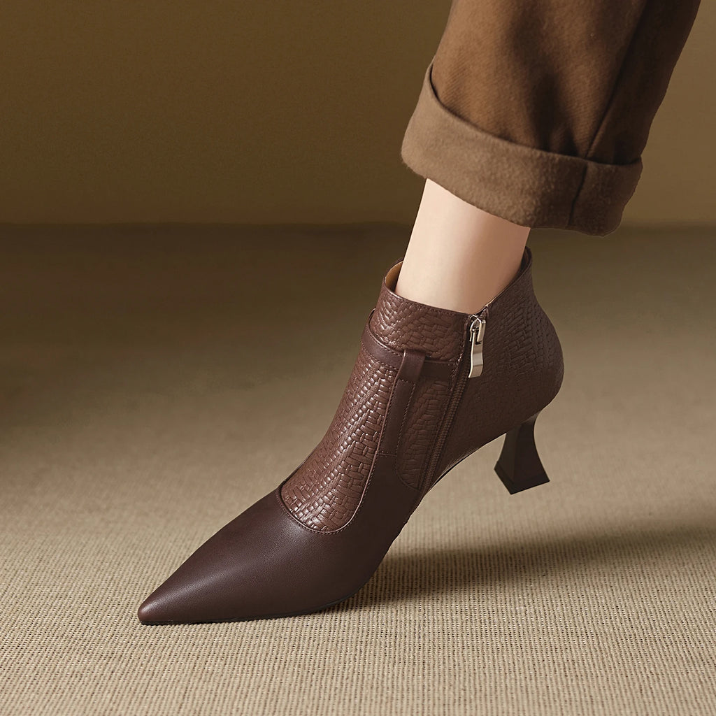 Women's Handmade Genuine Leather Soft and comfortable Short Boots New High-heeled Banquet Shoes 34-40