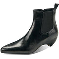 Women Handmade Brand Genuine Leather Elastic elasticity Ankle Boots Mid Heels Pointed toe Boots 33-40