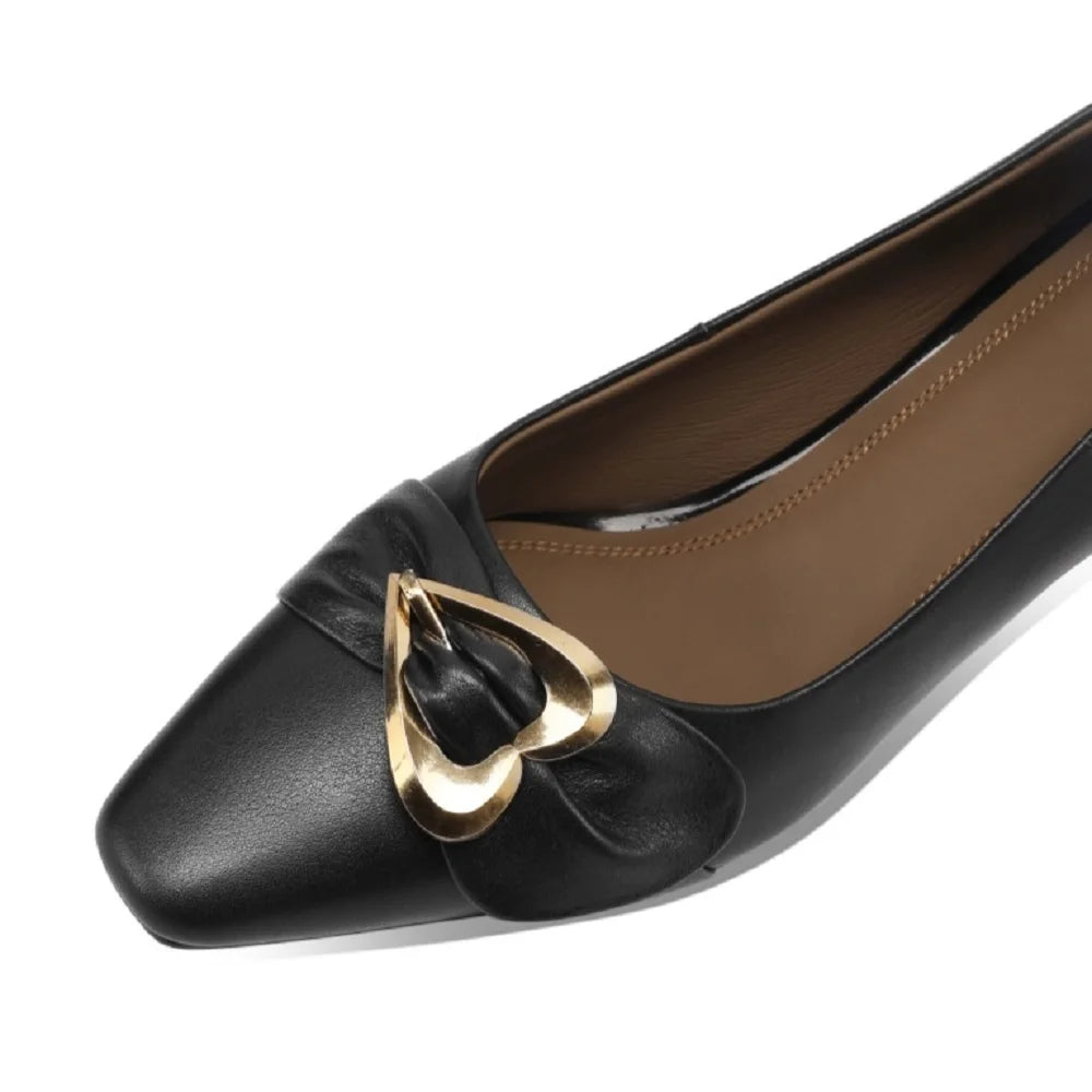New High Quality Handmade Genuine Leather Shoes Pointed Head Shallow Mouth Mid Heels Women's Shoes 33-43