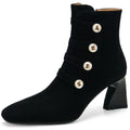 Handmade Genuine Leather Soft comfortable Style Women Pointed Toe Ankle Boots 6.5cm Heel Zip Party Shoes 33-40