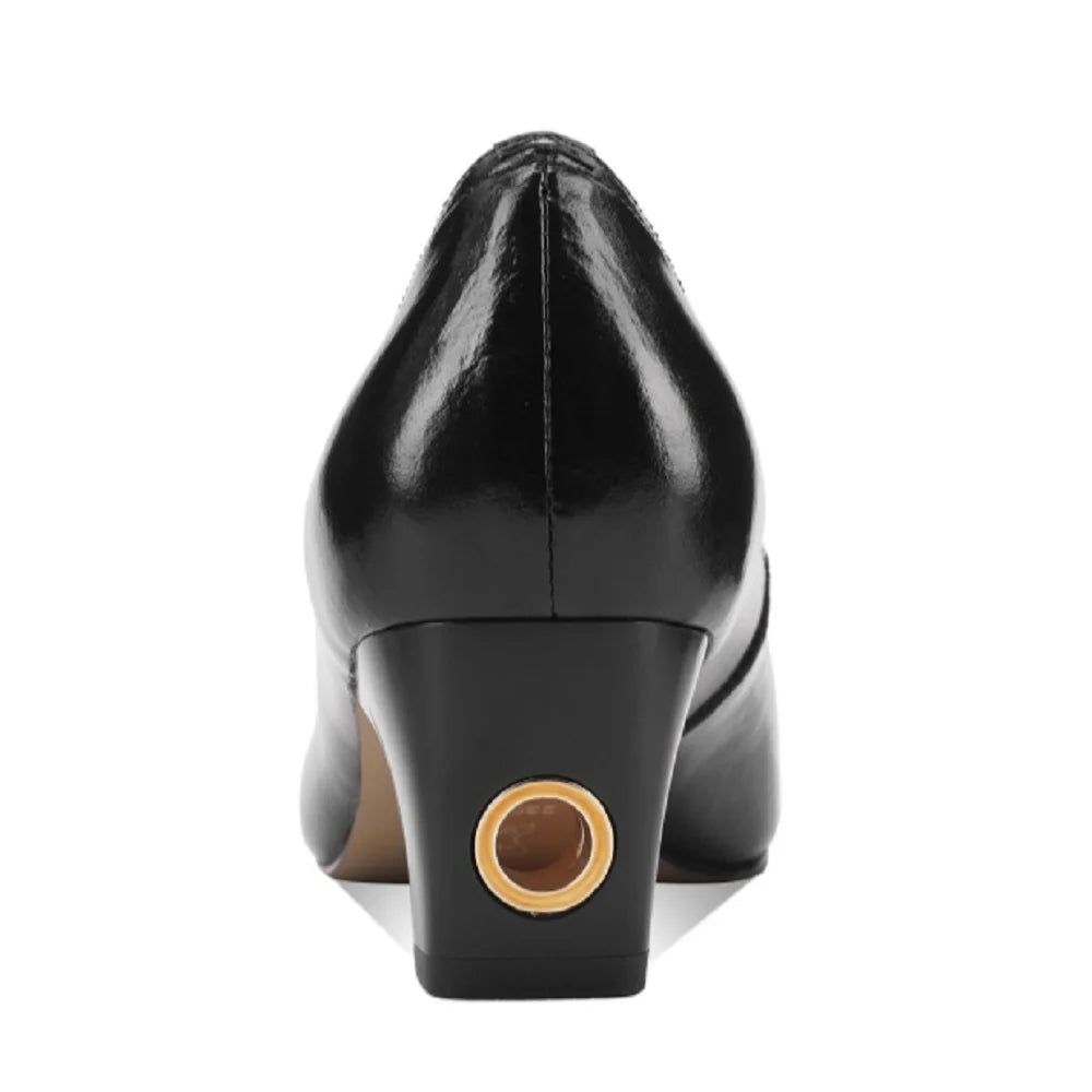 Handmade Genuine Leather Size 33-43 Women Soft and comfortable Square Toe Mid Heels Career&Office Shoes