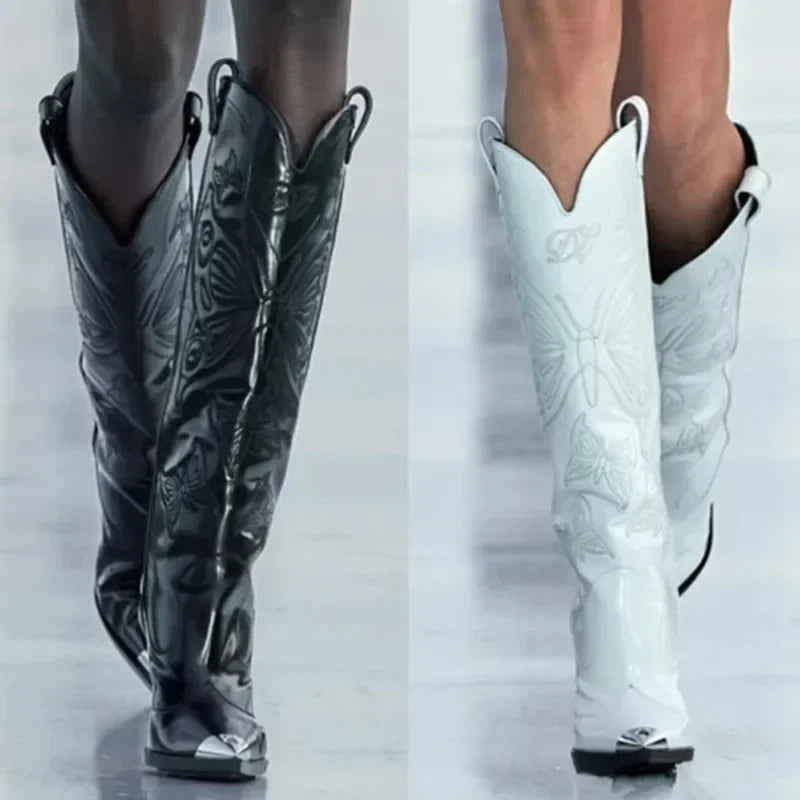2026 New Fashion Knee Long Pointed Women's Boots Thin High Heel Fashion Show Brand Mid Sleeve Women's Boots