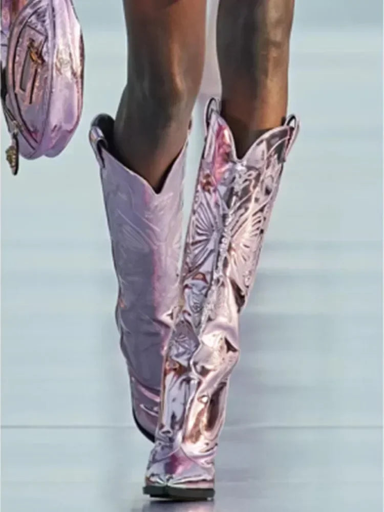 2026 New Fashion Knee Long Pointed Women's Boots Thin High Heel Fashion Show Brand Mid Sleeve Women's Boots