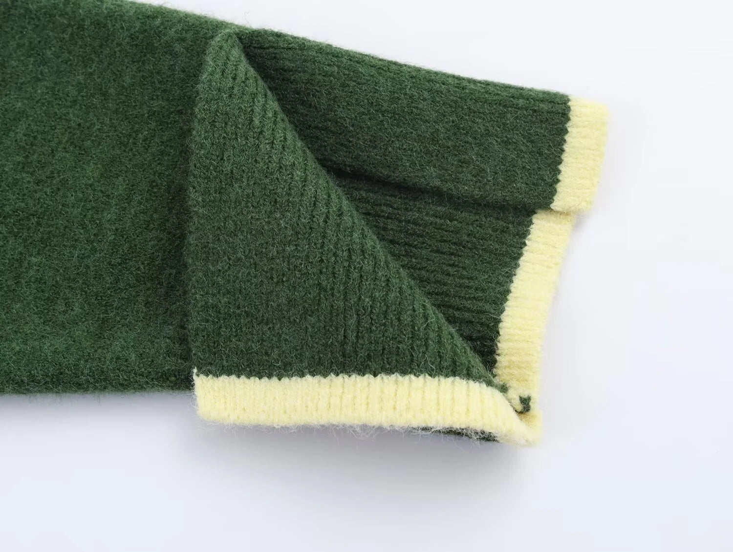 2025 Winter New Product European and American Women's Wear Color Contrast Decorative Edge Knitted Cardigan Sweater Coat