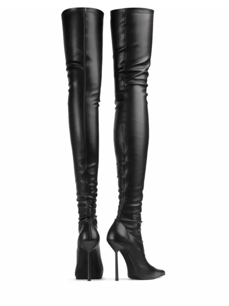 2026 Autumn and Winter New Slim Fit High Heels for Women, Knee High Boots, Pointed Elastic Slim Leg Boots for Women, Long Boots