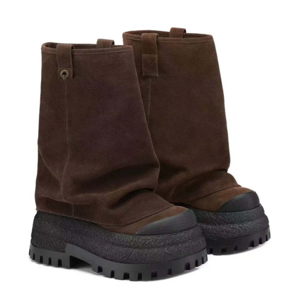 New High-heeled Thick Soled Knight Boots, Autumn and Winter Women's Height Increasing Pants Short Boots, Women's Calf Boots