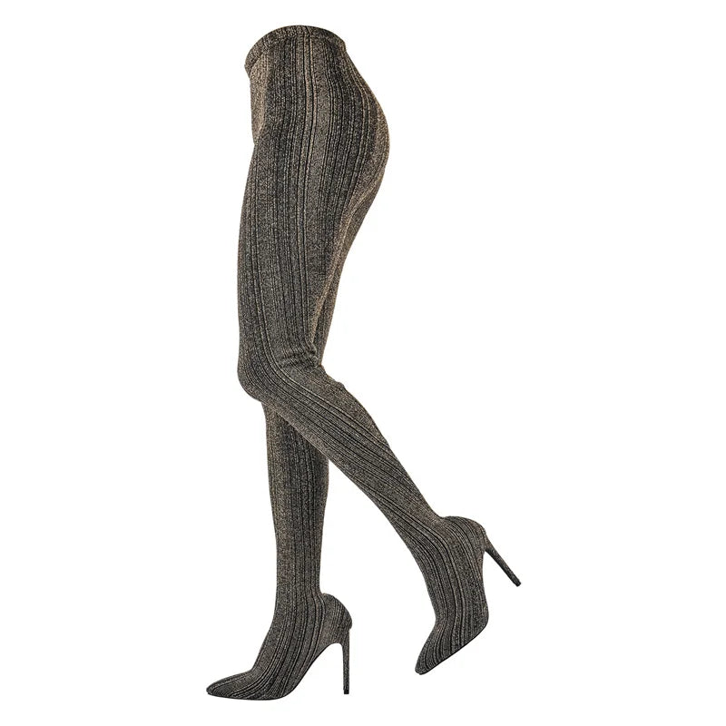 Onlymaker Women Stretch Over The Knee Stockings Boots Thin High Heel  Over The Knee Elastic Slim Pantyhose Sexy Boots