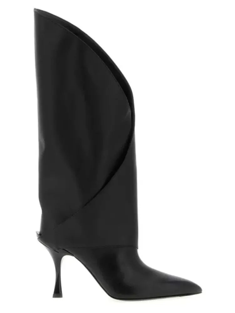 2026 Women's Slim Fit High Heels, Black Pointed Boots, Fashion Show Party Women's Knee High Boots