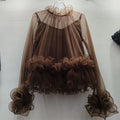 2026 Early Spring New French Style Elegant Ruched Lace Inner Camisole Chiffon Blouse For Women Versatile Shirt 1A2228