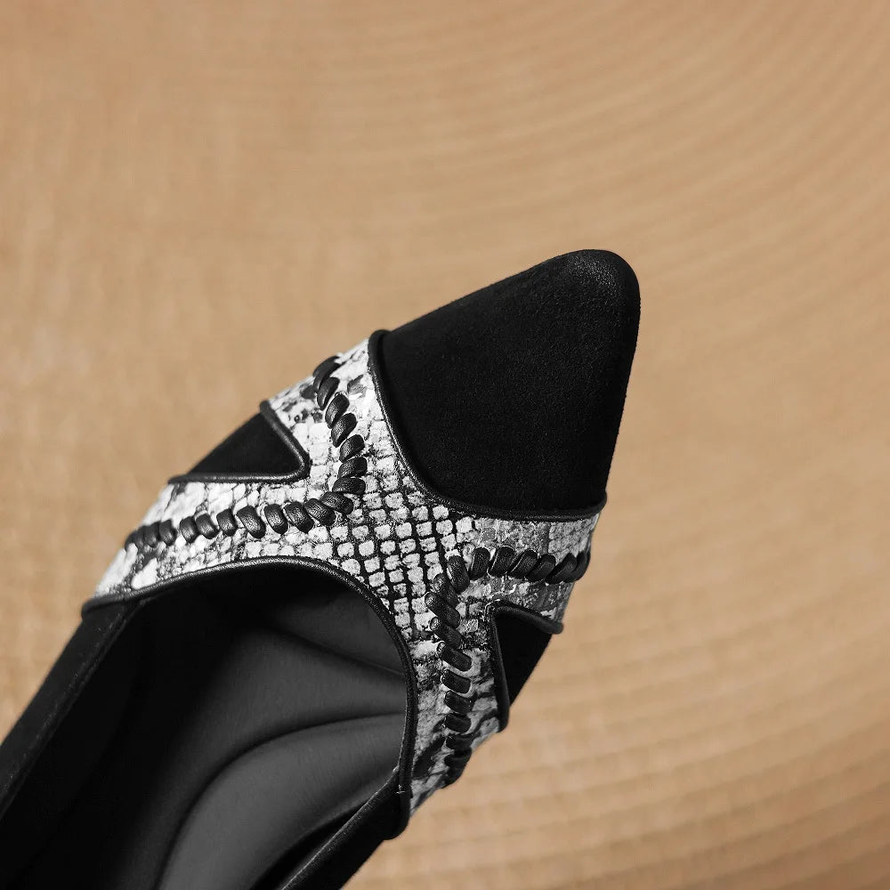 Women Handmade Genuine Leather Soft comfortable Low Heels Sexy Pointed Toe Elegant Dress Designer Trend 34-40
