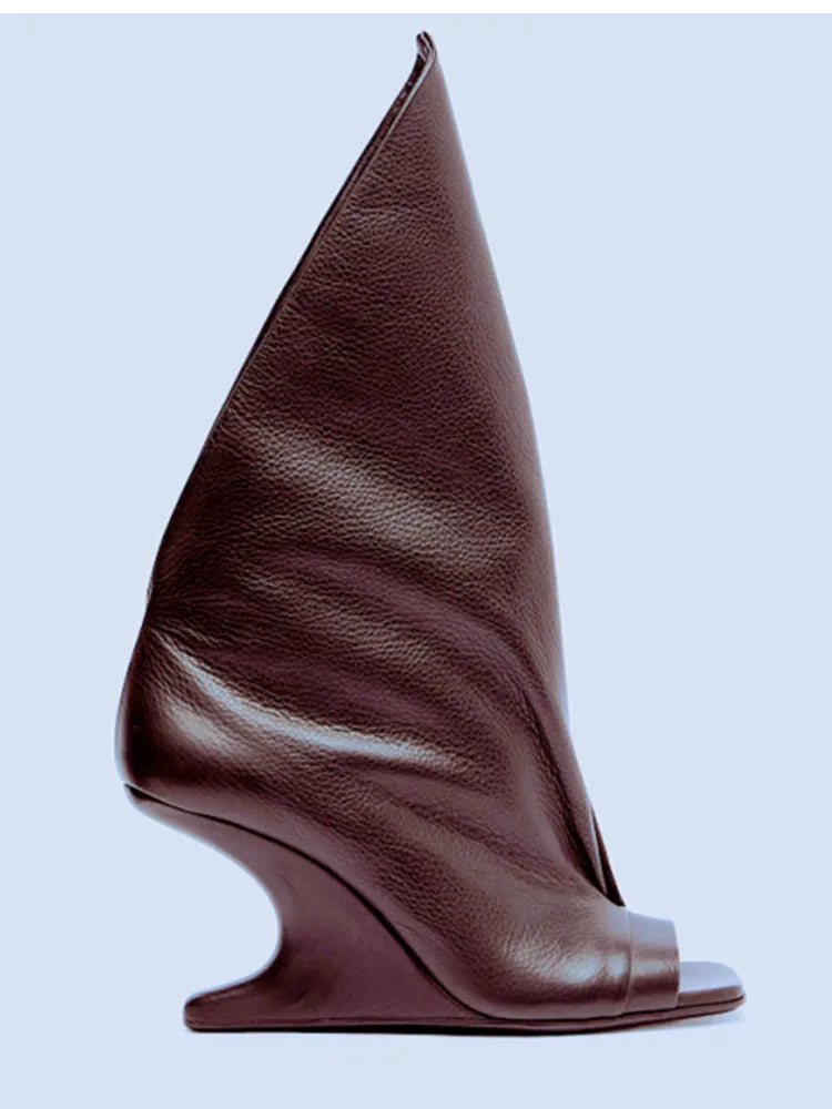 2026. New Thick High Heel Open toed Short Boots Fashion Alien Heel Fish Mouth Cool Boots Spring/Summer Women's Short Boots