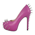 Women  Round Toe Pink Platform Rivet  Heels Pumps Dress Party Dress Sexy 13CM Stiletto Slip On Heels Shoes