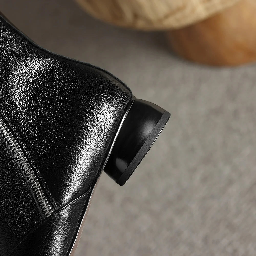 New Women Handmade Genuine Leather Soft comfortable Ankle Boots Square Toe Modern Ladies Shoes Western Boot 34-41