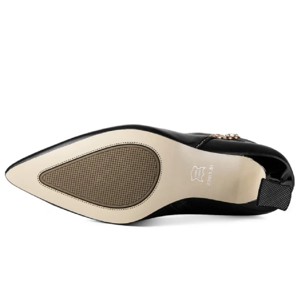 Women Handmade Genuine Leather Soft and comfortable New Autumn Winter High Heel Pointed Toe Fce Lined ular 33-43