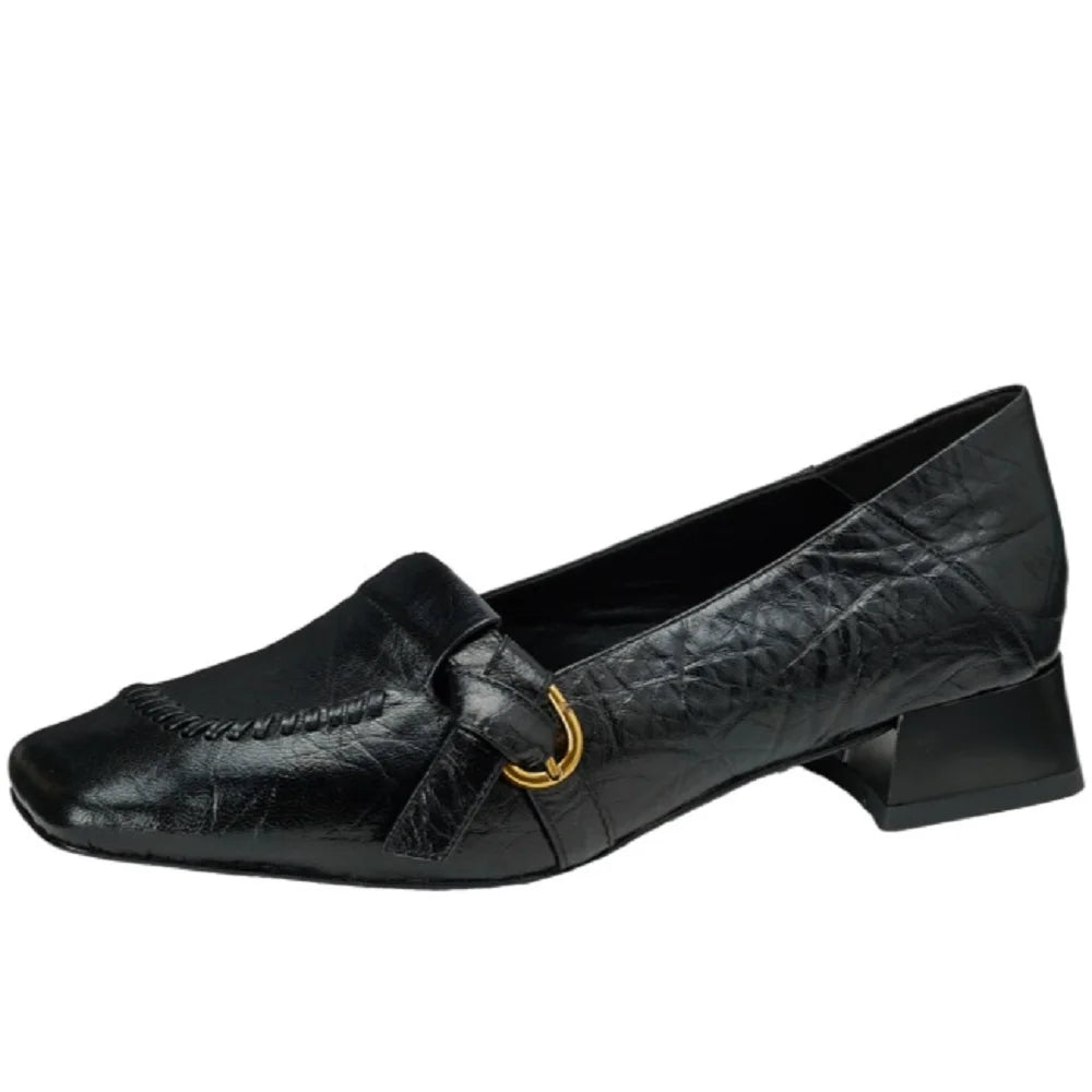 Women's Handmade Genuine Leather Soft and comfortable Vintage Single Shoes New Style Simple Square Toe Rubber
