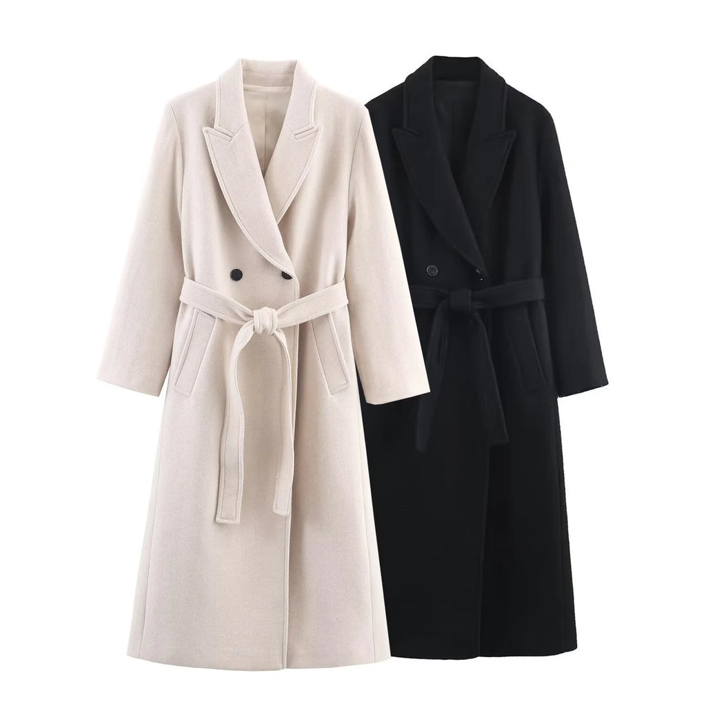 2025 autumn new women's clothing European and American style personalized belt long coat jacket