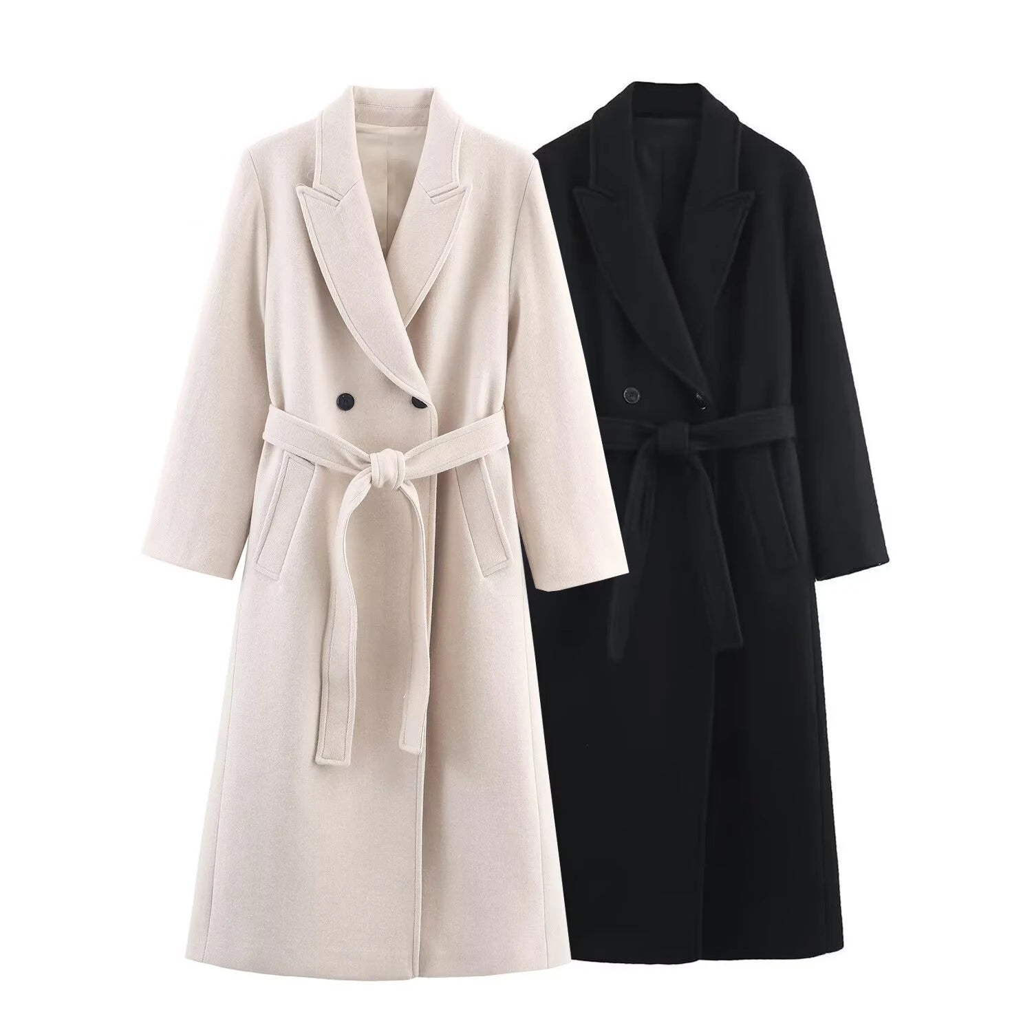2025 autumn new women's clothing European and American style personalized belt long coat jacket