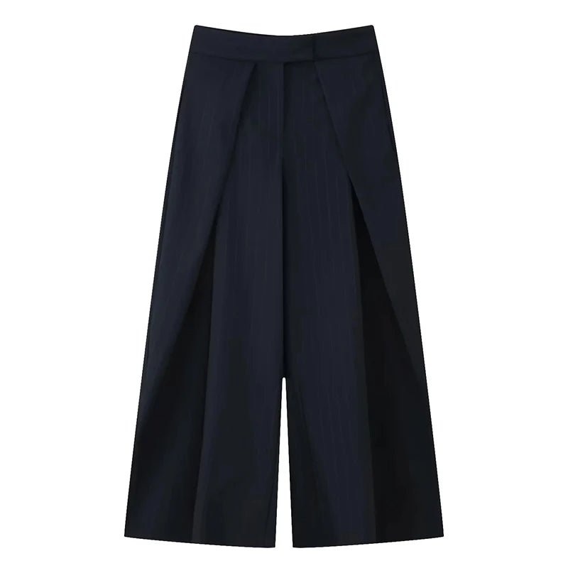 New Arrival Baggy Pleated Long Pants For Women Oversize High Waist Wide Leg Trouser Elegant Office Lady Chic Street Suit Pants