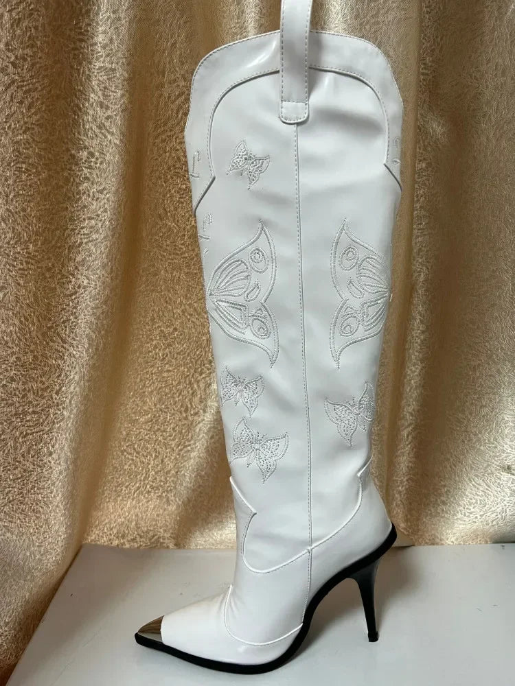 2026 New Fashion Knee Long Pointed Women's Boots Thin High Heel Fashion Show Brand Mid Sleeve Women's Boots