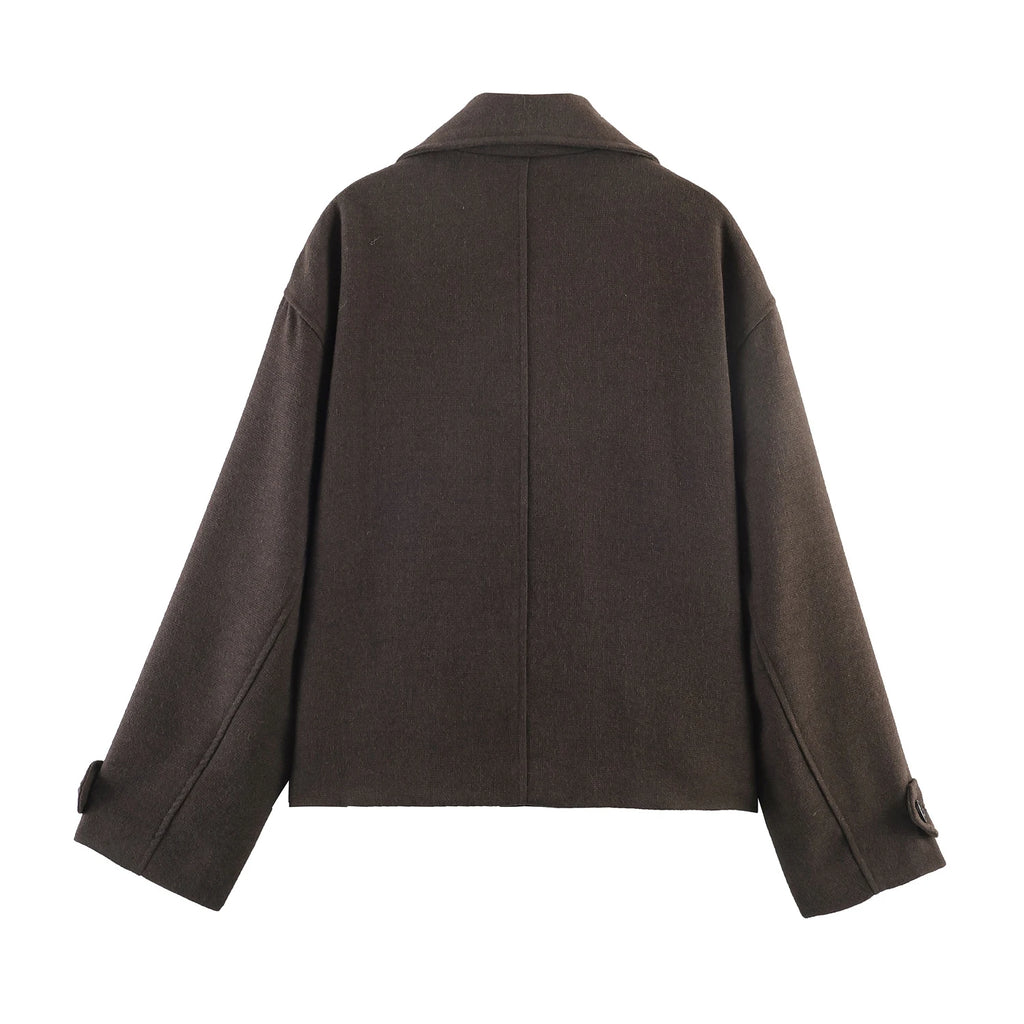 European and American style 2026 spring new product women's collar long sleeved double breasted short coat jacket