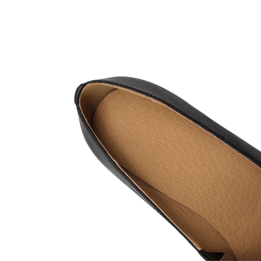 Women's Handmade Genuine Leather Shoes Thick Heels Work Shoes Comfortable Soft Sole Single Work Shoes 33-43