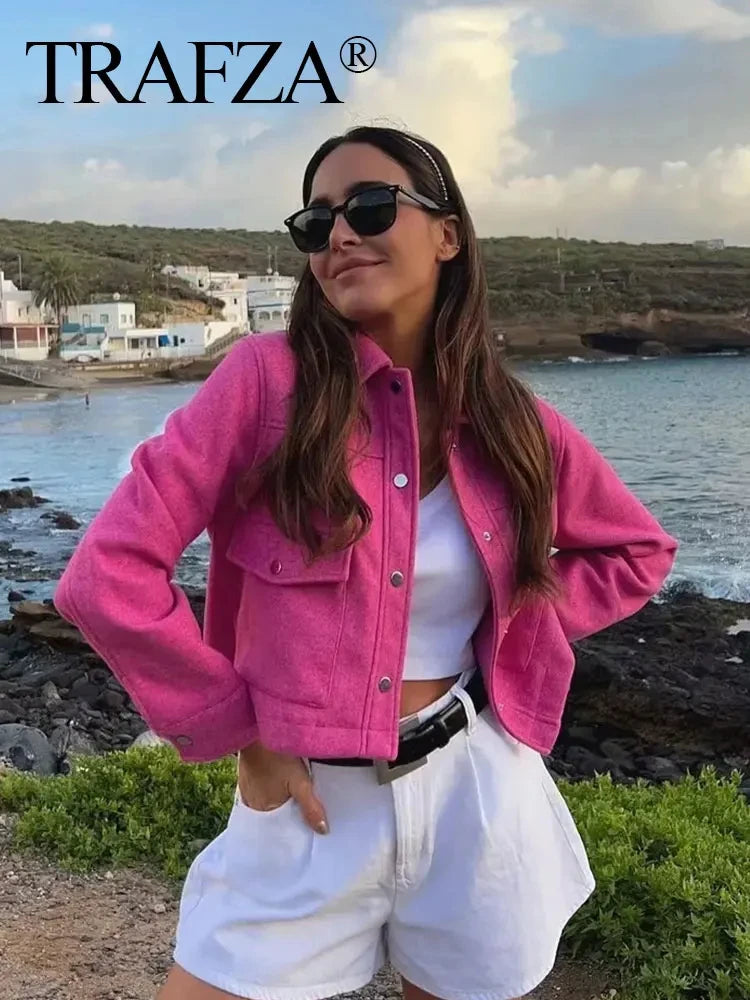 HH Women Casual Solid Coat Single Turn-Down Collar Breasted Long Sleeve Jacket With Front Pockets Office Lady Outerwear