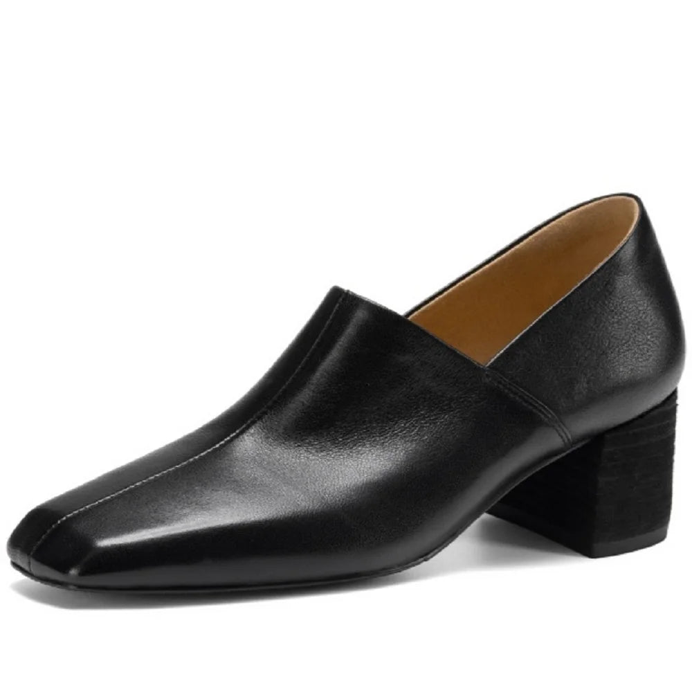 Classic Loafers Women Handmade Genuine Leather Soft and comfortable Square Toe Retro Lady Casual Cozy Shoes 34-40