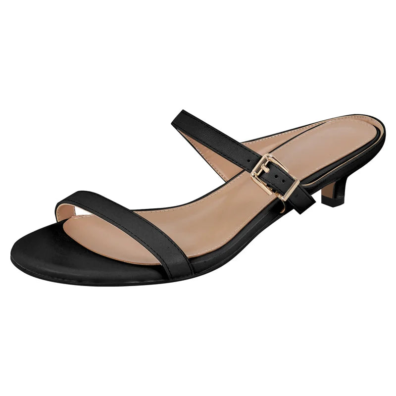 Women Open Toe Leopard kitten-heel Sandals Slip On Summer Sandals