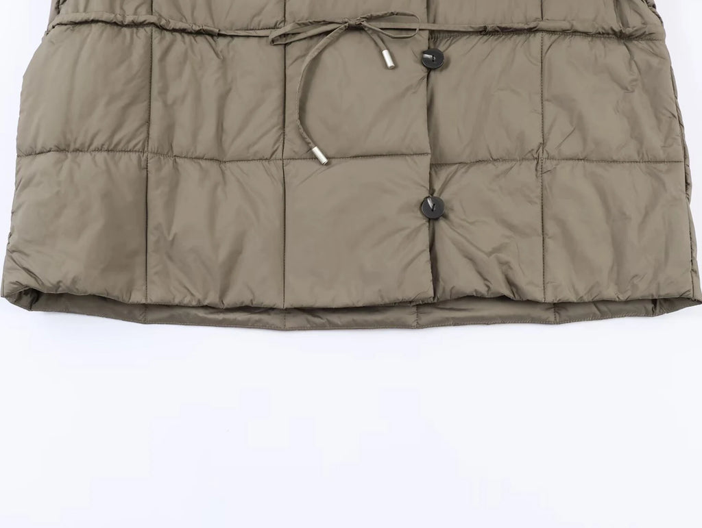 European and American style winter new women's clothing loose casual versatile stand up collar short with belt cotton jacket